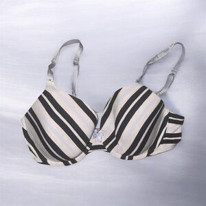 Victoria's Secret Black and Cream Striped Bra